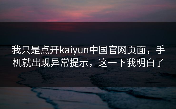 我只是点开kaiyun中国官网页面，手机就出现异常提示，这一下我明白了