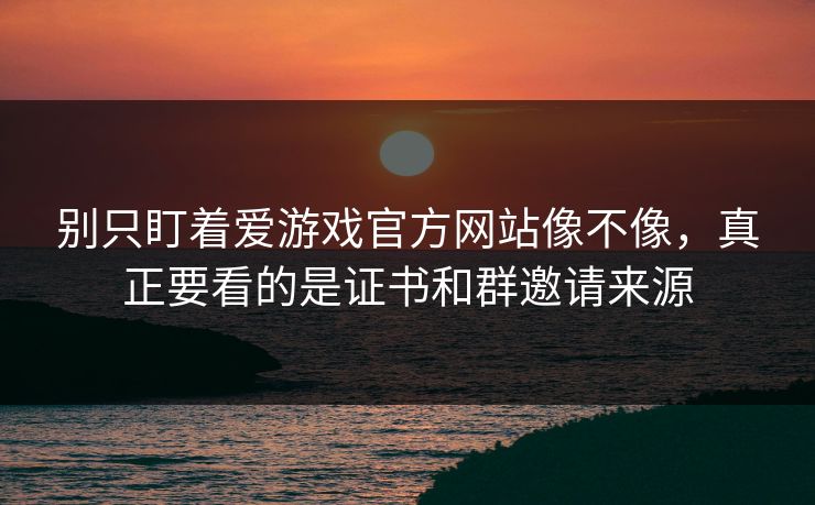 别只盯着爱游戏官方网站像不像，真正要看的是证书和群邀请来源